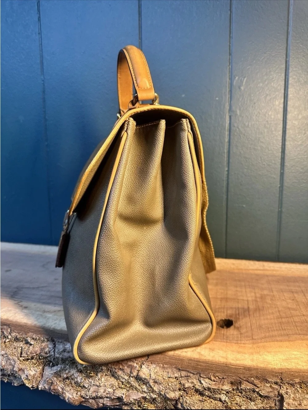 Vintage Trussardi Italy Leather Doctor Satchel Shoulder Bag Two Tone